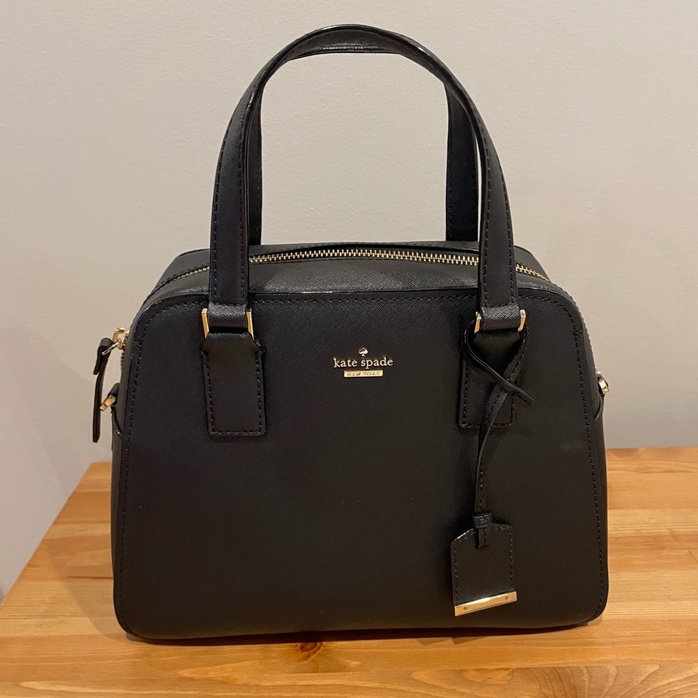 Kate Spade Black Medium Dome Satchel with crossbody strap